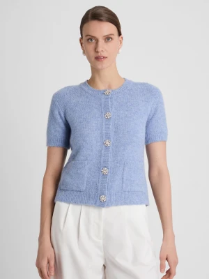 Guido Maria Kretschmer Damski kardigan z alpaką i wełną - Daphne Kobiety drobna dzianina niebieski jednolity,