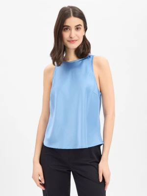 Guido Maria Kretschmer Damski satynowy top - Allure Kobiety Sztuczne włókno niebieski,
