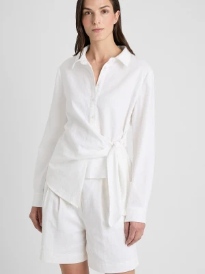 Guido Maria Kretschmer Letnia bluzka damska z zawartością lnu Kobiety len biały,