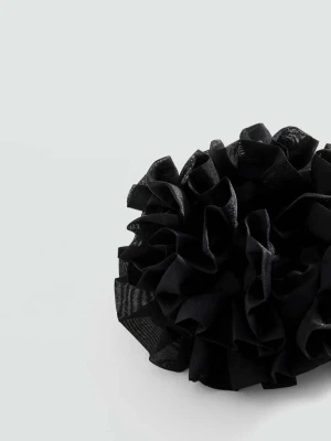 Gumka do włosów w stylu kwiatu w groszki czarny - Kobieta - Rozmiar uniwersalny - MANGO