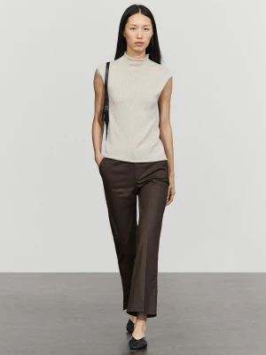 Gumowane Spodnie Dzwony Do Kostek - Brązowy - Massimo Dutti - Female