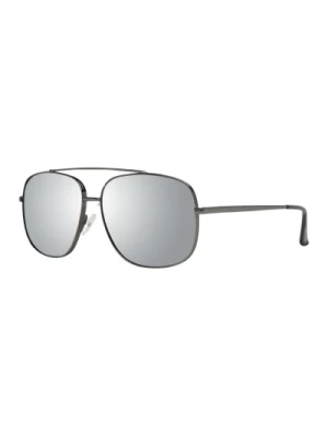 Gunmetal Lustrzane Okulary Trapezowe Guess