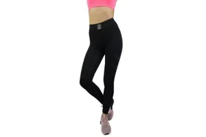 GymHero Leggins BLACK-POSH, Damskie, Czarne, leginsy, poliester, rozmiar: XS