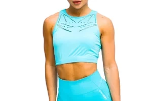 GymHero Venice Beach Top Short Bra BRA-SHORTBABYBLUE, Damskie, Niebieskie, biustonosze sportowe, poliamid, rozmiar: M