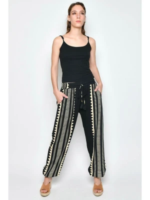 H.H.G. Spodnie w kolorze czarno-kremowym rozmiar: XL