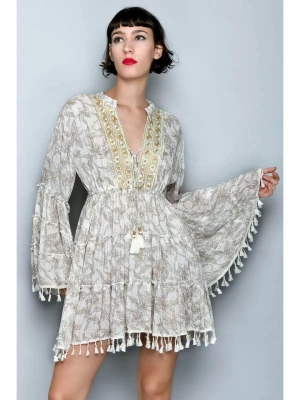 H.H.G. Sukienka w kolorze beżowo-białym rozmiar: S