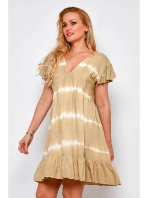 H.H.G. Sukienka w kolorze beżowo-białym rozmiar: S