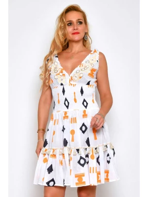 H.H.G. Sukienka w kolorze biało-pomarańczowo-czarnym rozmiar: L