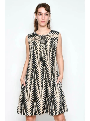 H.H.G. Sukienka w kolorze kremowo-czarnym rozmiar: L