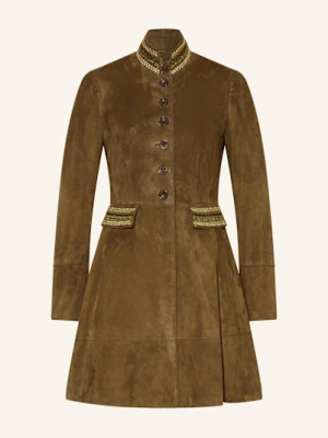 Habsburg Płaszcz Skórzany Plainburg Z Błyszczącą Nicią gruen