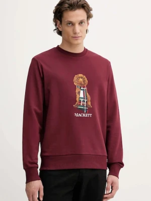 Hackett London bluza bawełniana męska kolor bordowy z aplikacją HM5800015