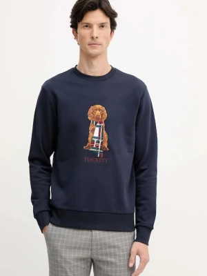 Hackett London bluza bawełniana męska kolor granatowy z aplikacją HM5800015