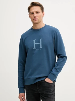 Hackett London bluza bawełniana męska kolor niebieski z nadrukiem HM5800002