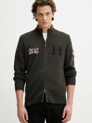 Hackett London kardigan wełniany męski kolor zielony HM7000052