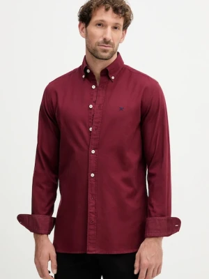 Hackett London koszula bawełniana męska kolor bordowy regular z kołnierzykiem button-down HM3010508
