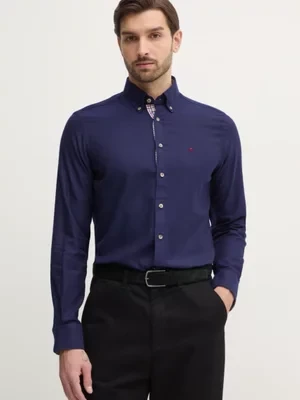 Hackett London koszula bawełniana męska kolor granatowy regular z kołnierzykiem button-down HM3010065