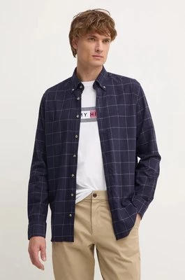 Hackett London koszula bawełniana męska kolor granatowy regular z kołnierzykiem button-down HM3010066