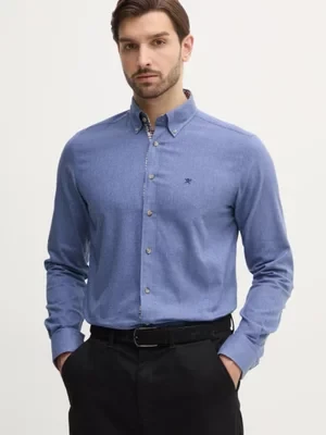 Hackett London koszula bawełniana męska kolor niebieski regular z kołnierzykiem button-down HM3010065