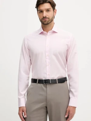 Hackett London koszula bawełniana męska kolor różowy slim z kołnierzykiem włoskim HM304529