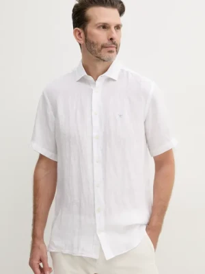 Hackett London koszula lniana męska kolor biały regular z kołnierzykiem klasycznym HM3010245