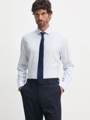 Hackett London koszula męska kolor niebieski regular z kołnierzykiem włoskim HM3010096