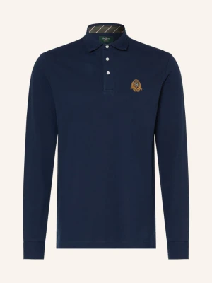 Hackett London Koszulka Polo Piqué Heritage Crest blau GRANATOWY