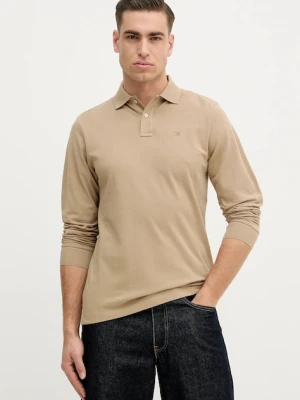 Hackett London longsleeve bawełniany kolor brązowy gładki HM5500022