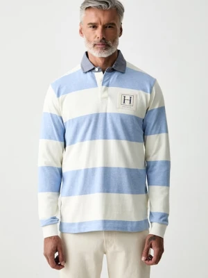 Hackett London longsleeve męski bawełniany niebieski