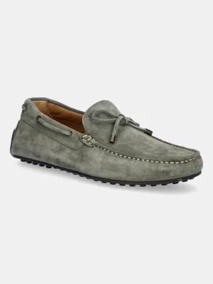 Hackett London mokasyny zamszowe DRIVER LACE męskie kolor zielony HMS21484