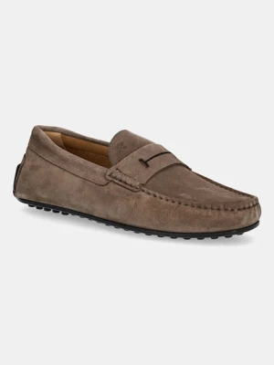 Hackett London mokasyny zamszowe DRIVER LOAFER męskie kolor brązowy HMS21485