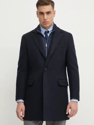 Hackett London płaszcz wełniany granatowy