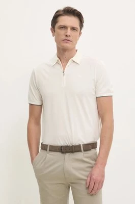 Hackett London polo bawełniane kolor beżowy gładki HM563379