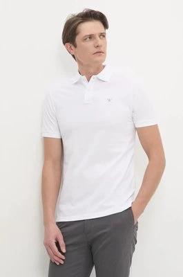 Hackett London polo bawełniane kolor biały gładki HM562363