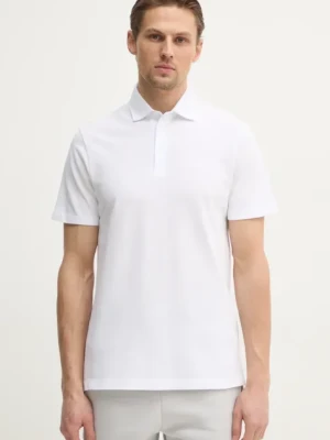 Hackett London polo bawełniane kolor biały gładki HM563444