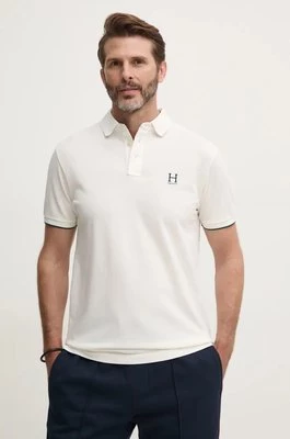 Hackett London polo bawełniane kolor biały z aplikacją HM563354