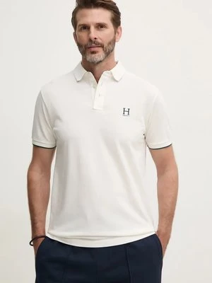 Hackett London polo bawełniane kolor biały z aplikacją HM563354