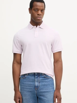 Hackett London polo bawełniane kolor fioletowy gładki HM563426
