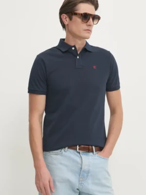 Hackett London polo bawełniane kolor granatowy gładki HM562363