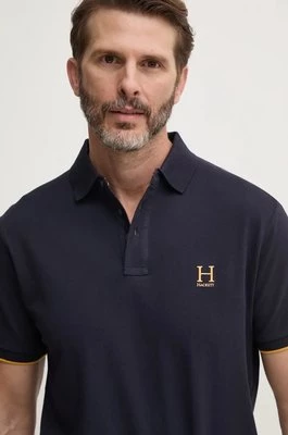 Hackett London polo bawełniane kolor granatowy z aplikacją HM563354