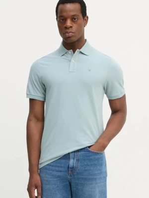 Hackett London polo bawełniane kolor niebieski gładki HM563426