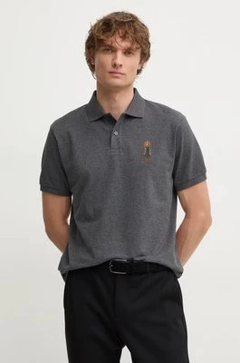 Hackett London polo bawełniane kolor szary z aplikacją HM563357