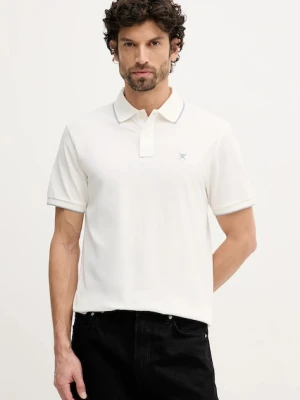 Hackett London polo bawełniane męski kolor beżowy gładki HM5600085