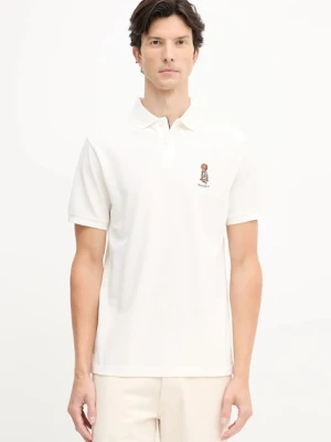 Hackett London polo bawełniane męski kolor beżowy z aplikacją HM5600028