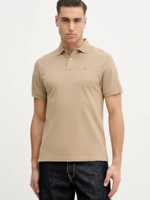 Hackett London polo bawełniane męski kolor brązowy gładki HM5600093