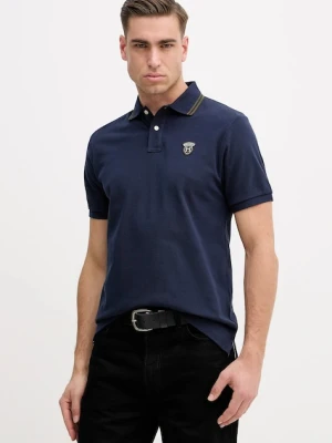 Hackett London polo bawełniane męski kolor granatowy gładki HM5600082