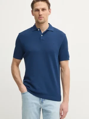 Hackett London polo bawełniane męski kolor granatowy gładki HM563450