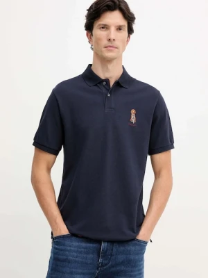 Hackett London polo bawełniane męski kolor granatowy z aplikacją HM5600028