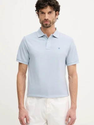 Hackett London polo bawełniane męski kolor niebieski gładki HM5600093