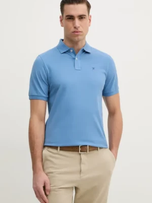 Hackett London polo bawełniane męski kolor niebieski gładki HM563426