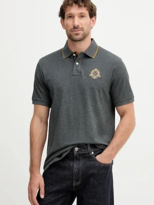 Hackett London polo bawełniane męski kolor szary z aplikacją HM5600031